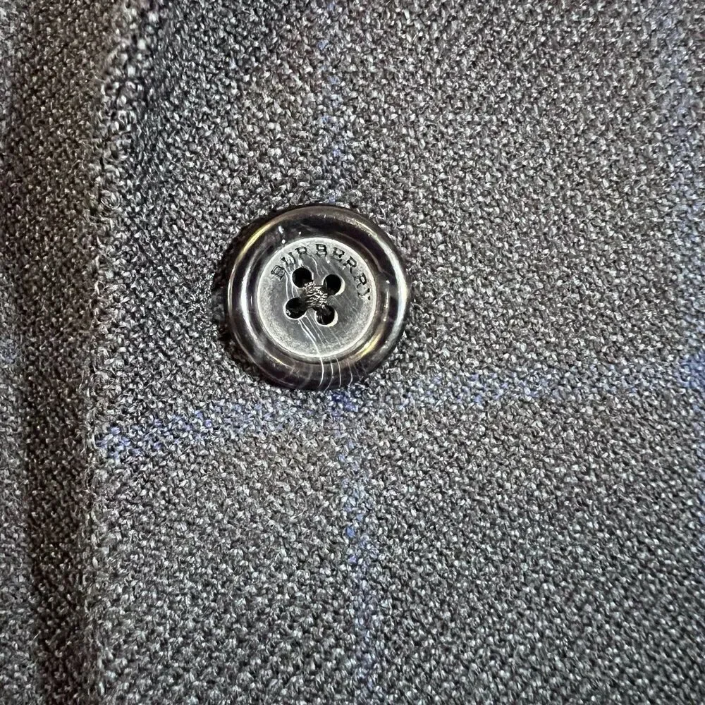 Burberry London Bond Street 2 Button Navy Blue Pinstripe Suit Sz 42 Long Pleated